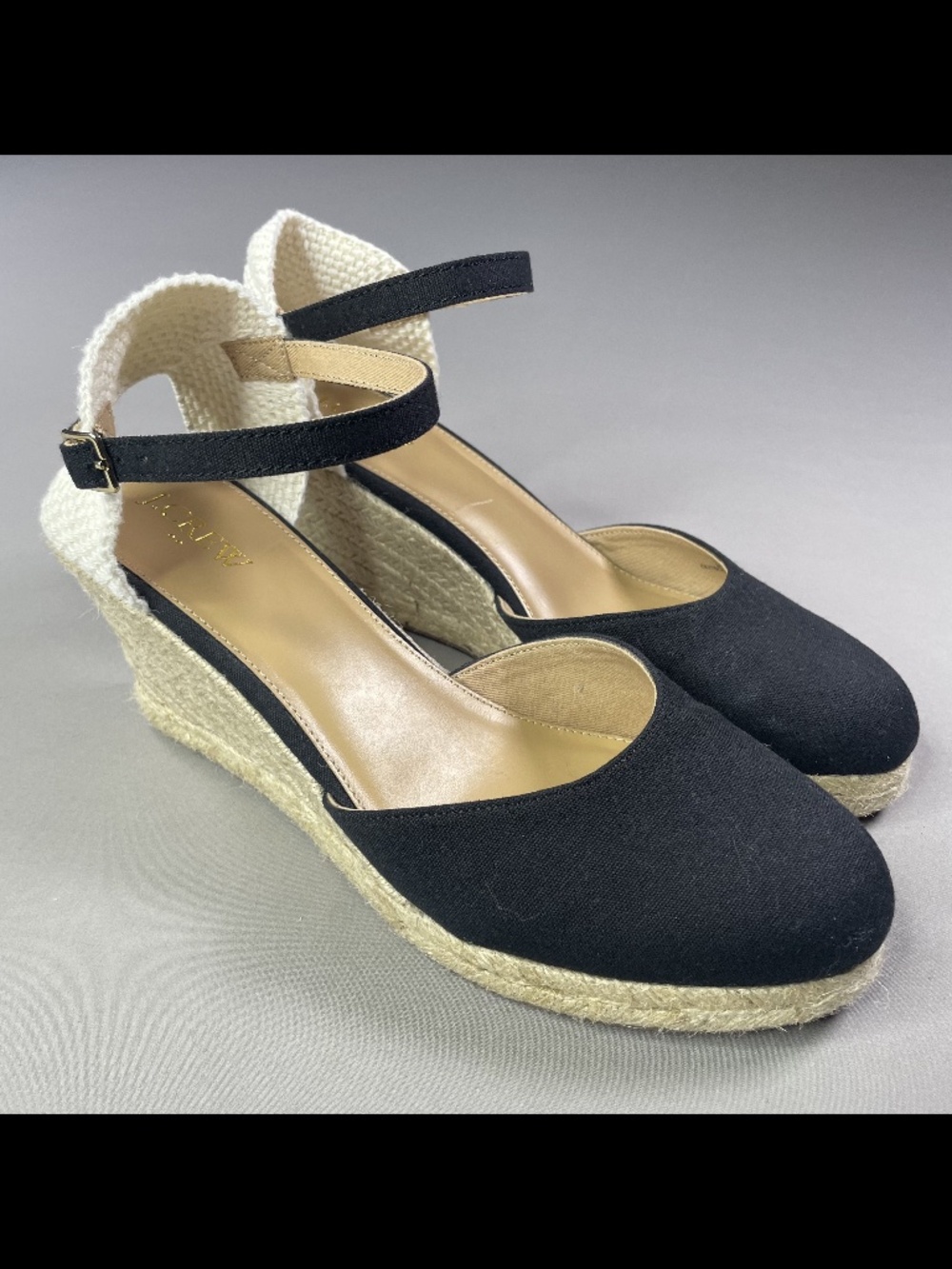 NEW J Crew Shoes Womens 10 black brown wedge heels jute espadrille preppy casual